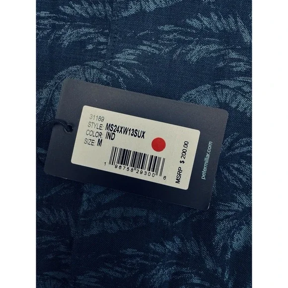 NWT Peter Millar MARIUS Crown Crafted S/S Casual Sport Shirt IND Blue LARGE $200 - Picture 10 of 12